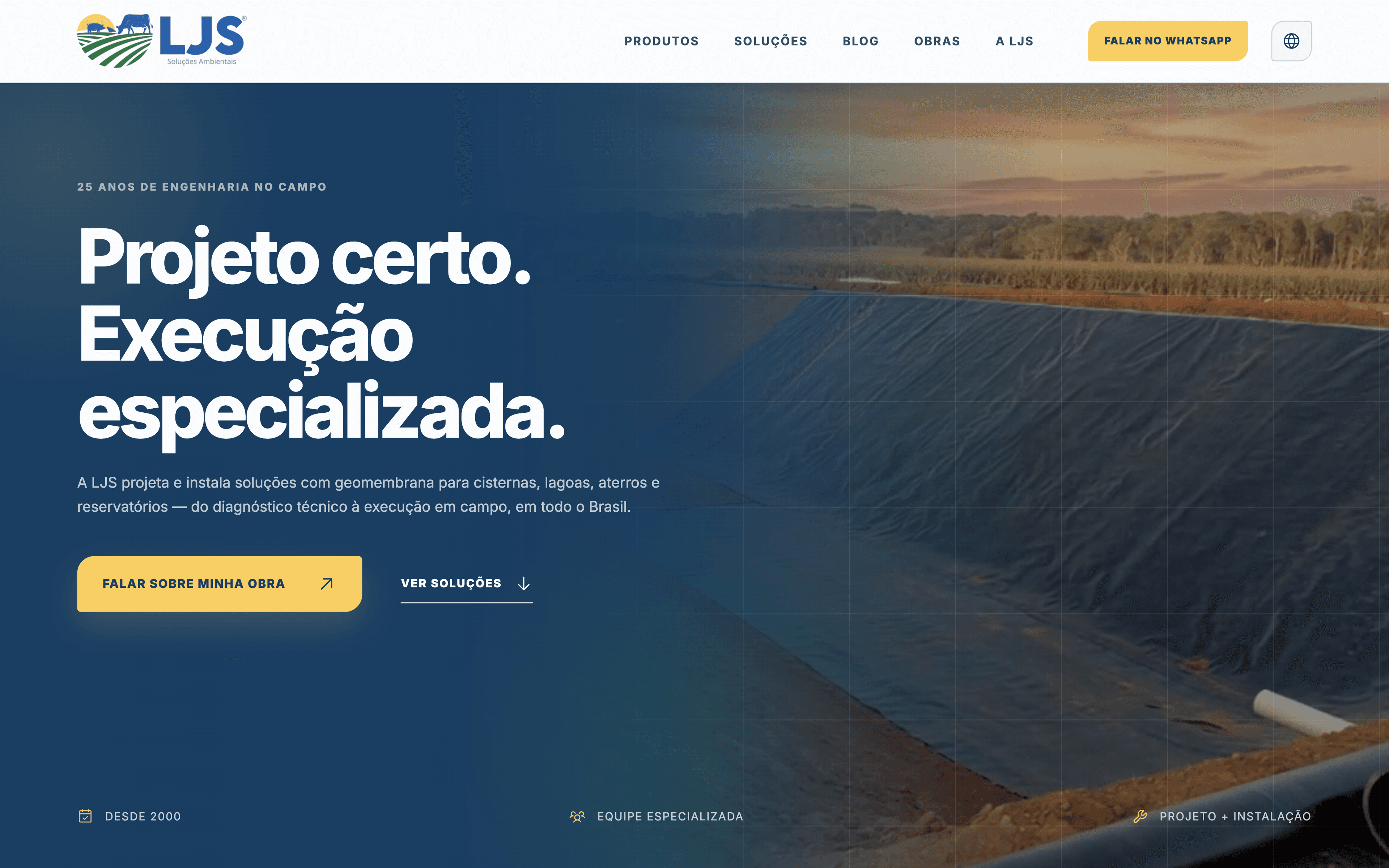 Site da LJS Soluções Ambientais, criado pela Intelitech