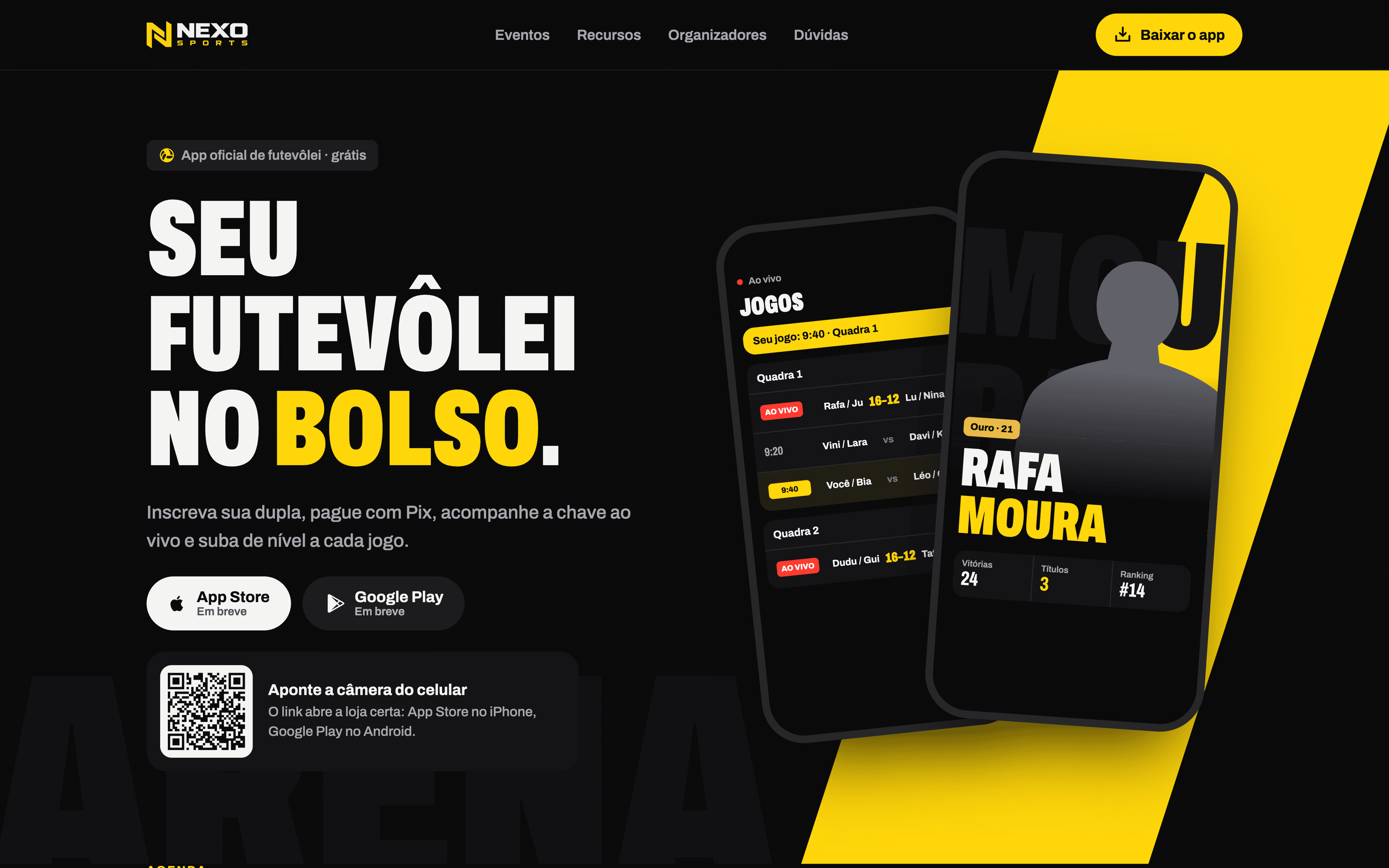 Nexo Sports, aplicativo de futevôlei desenvolvido pela Intelitech